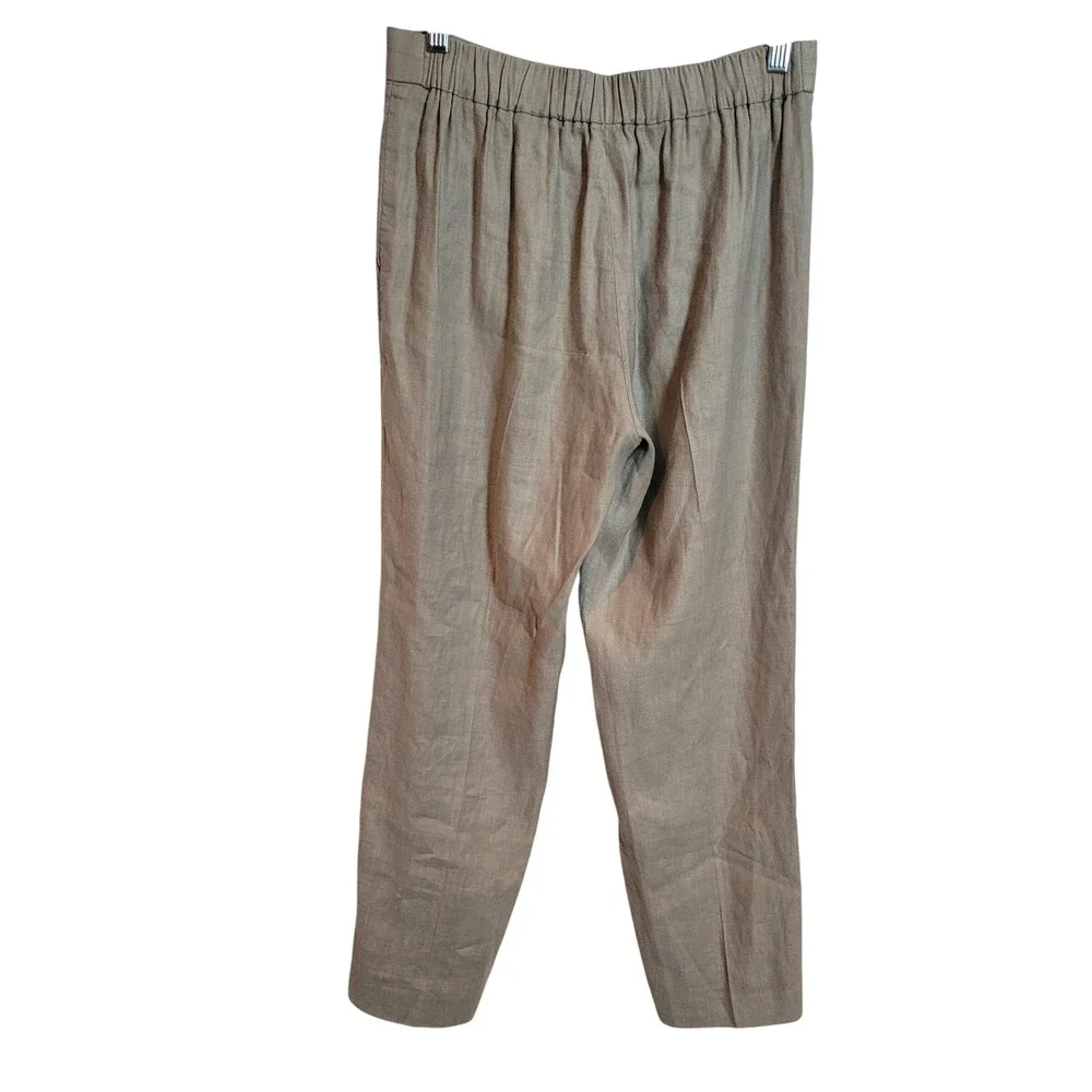 Babaton Women's‎ Beige Linen Blend Pleated Trousers Pull On Pants Coastal Size 6